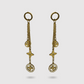 Boucles d'oreilles Divinova, acier inoxydable, 3 pendants d'étoiles 4 pointes, strass, couleur or