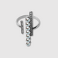 Bague Elégantia-strass, acier inoxydable, 7 perles, 11 strass, ajustable, couleur argent