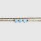 Bracelet Elénia-double, acier inoxydable, 3 trèfles, double chaîne, ajustable, couleur or, trèfles turquoises