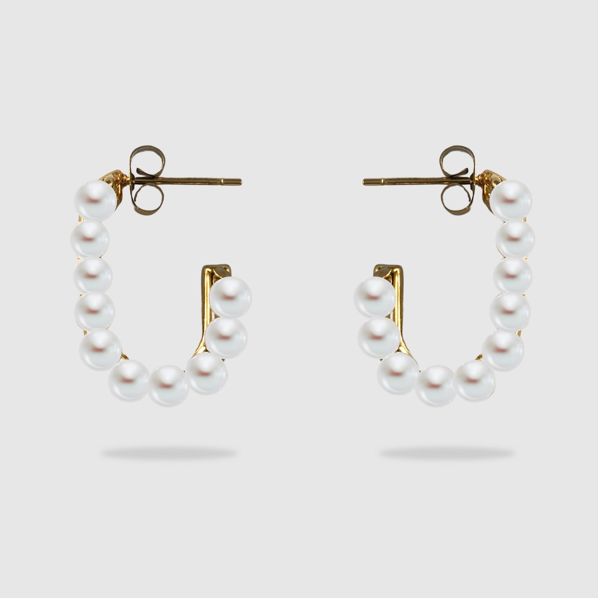 Boucles d'oreilles Joie-perles, acier inoxydable, rectangle, perles blanches, couleur or