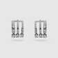 Boucles d'oreilles Lima, acier inoxydable, 3 diamants (imitation), triple anneaux, couleur argent