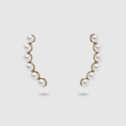Boucles d'oreilles Méléa, acier inoxydable, perles, couleur or
