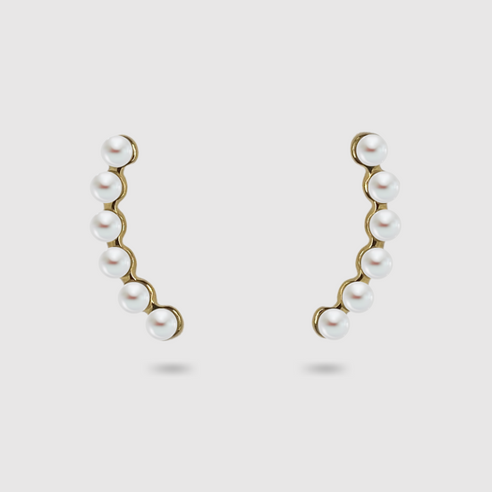 Boucles d'oreilles Méléa, acier inoxydable, perles, couleur or