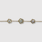 Bracelet Modessa, acier inoxydable, couleur or, 3 fleurs blanches, ajustable