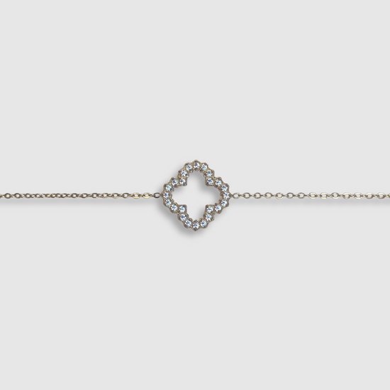 Bracelet Présage-luxe, acier inoxydable, trèfle, strass, ajustable, couleur or