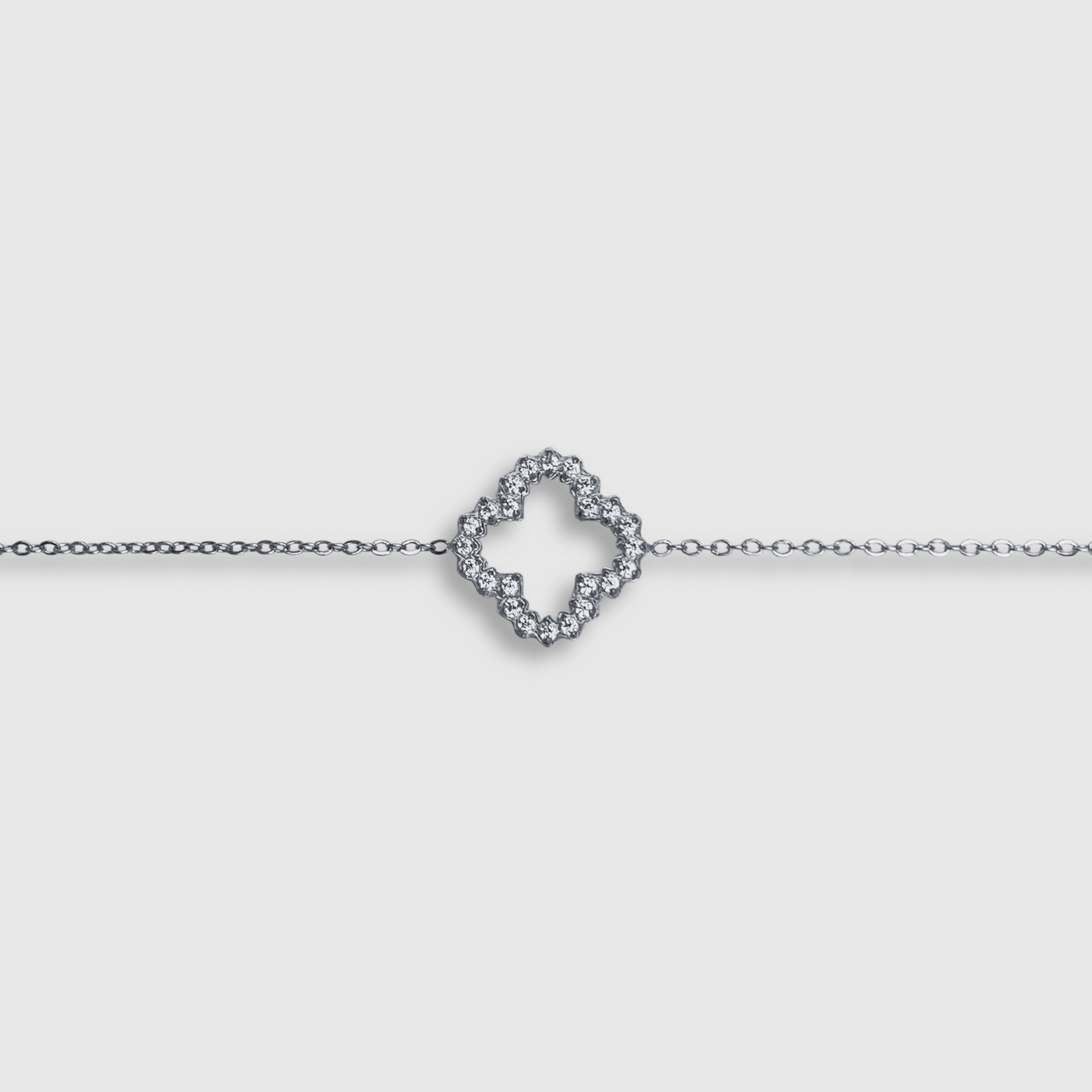Bracelet Présage-luxe, acier inoxydable, trèfle, strass, ajustable, couleur argent