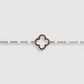Bracelet Présage-perles, acier inoxydable, trèfle, perles, ajustable, couleur or, perles blanches