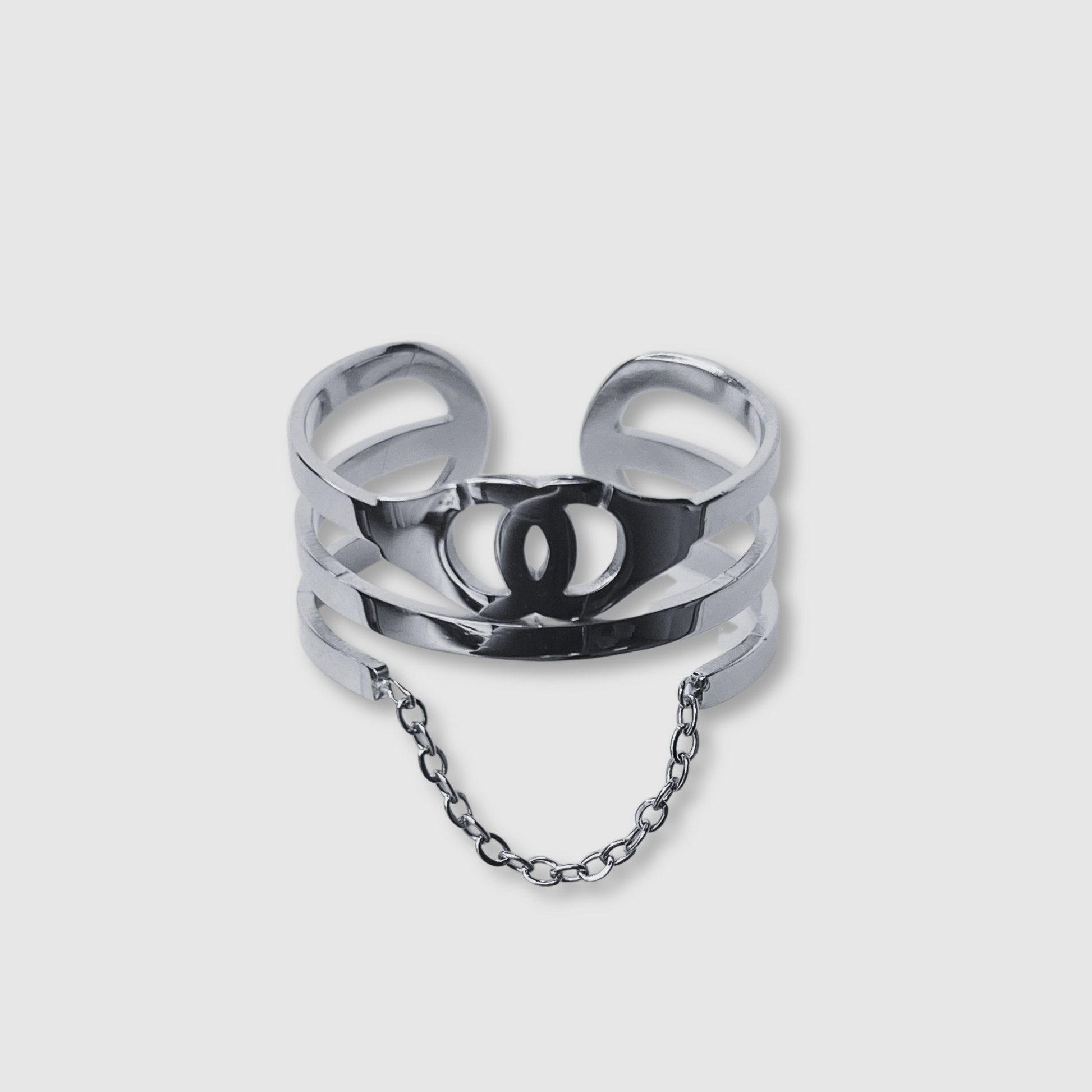 Bague Rebellux, Acier inoxydable, menottes, ajustable, couleur argent