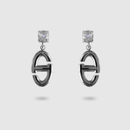 Boucles d'oreilles Rêvira-strass, acier inoxydable, 1 maillon, 1 diamant (imitation), couleur argent