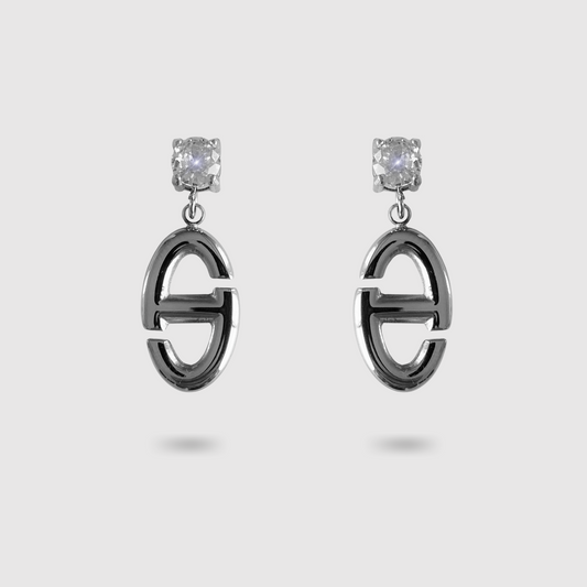 Boucles d'oreilles Rêvira-strass, acier inoxydable, 1 maillon, 1 diamant (imitation), couleur argent