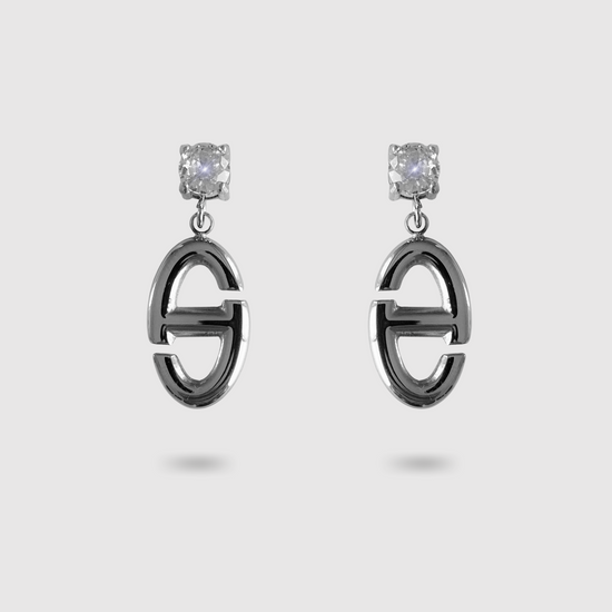Boucles d'oreilles Rêvira-strass, acier inoxydable, 1 maillon, 1 diamant (imitation), couleur argent