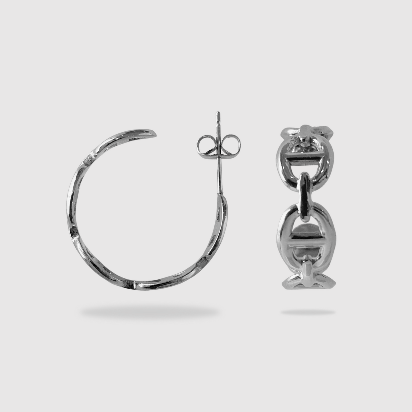 Boucles d'oreilles Rêvira, acier inoxydable, 5 maillons, couleur argent