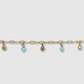 Bracelet Tav, Acier inoxydable, 3 soleils, 2 grappes de perles turquoises, couleur or, ajustable