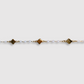 Bracelet Véla, acier inoxydable, 3 trèfles, perles, ajustable, couleur or