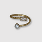 Bague Volcana, Acier inoxydable, perle, rubis (imitation), ajustable, couleur or