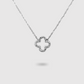 Collier Présage-strass, acier inoxydable, ajustable, strass, trèfle, argent
