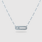 Collier Luxora-perles, acier inoxydable, rectangle arrondi, strass, perles ajustable, couleur argent