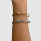 Bracelet-jonc Node, acier inoxydable, ajustable, nœud, bracelet double, couleur or, couleur argent