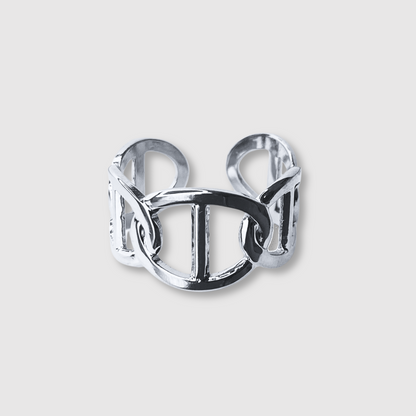 Bague Rêvira, Acier inoxydable, 5 maillons, ajustable, couleur argent