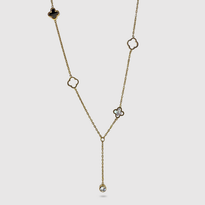 Acier inoxydable, descente, strass, trèfle, double face, ajustable, couleur or