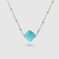 Collier Elénia, acier inoxydable, couleur or,  trèfle turquoise, perles