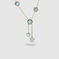 Collier acier inoxydable, 5 fleurs blanches, double descente, ajustable