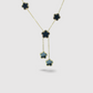Collier acier inoxydable, 5 fleurs noires, double descente, ajustable