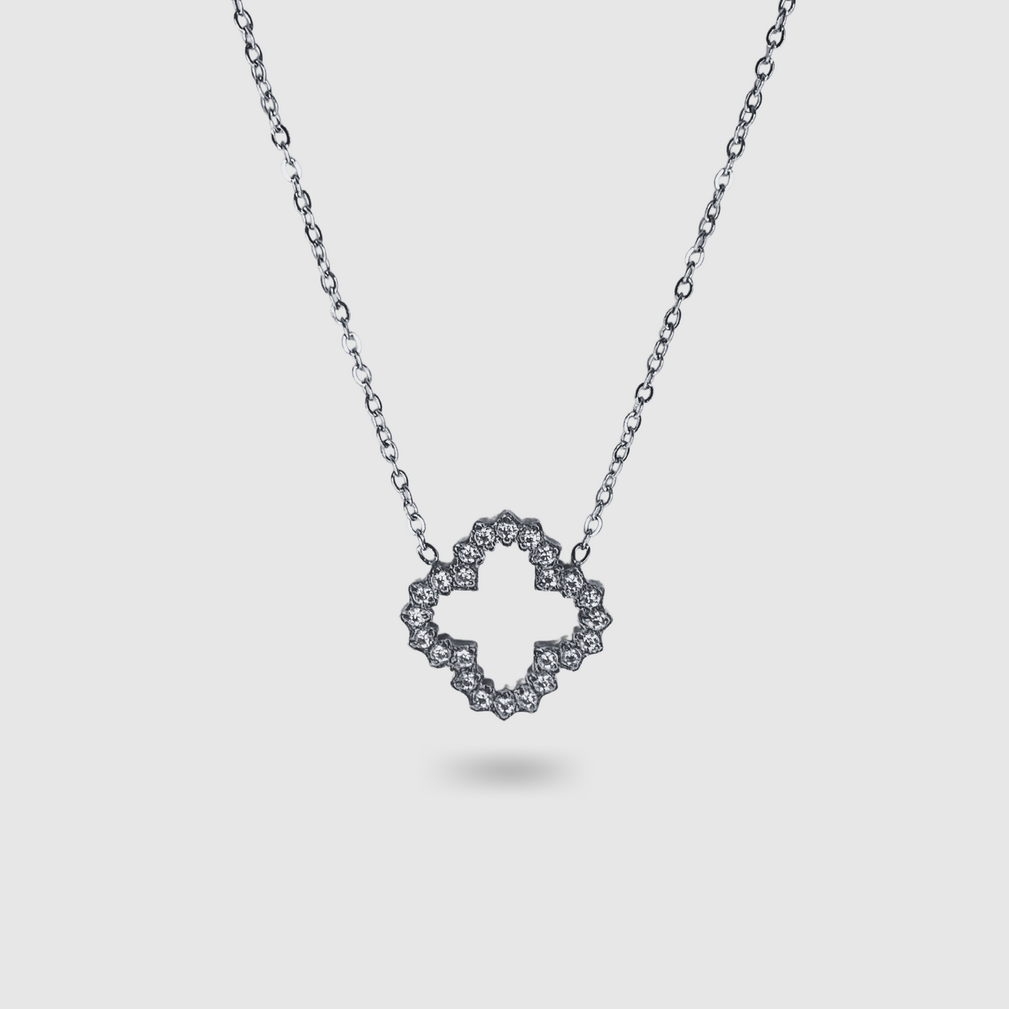 Acier inoxydable, ajustable, argent, strass, trèfle