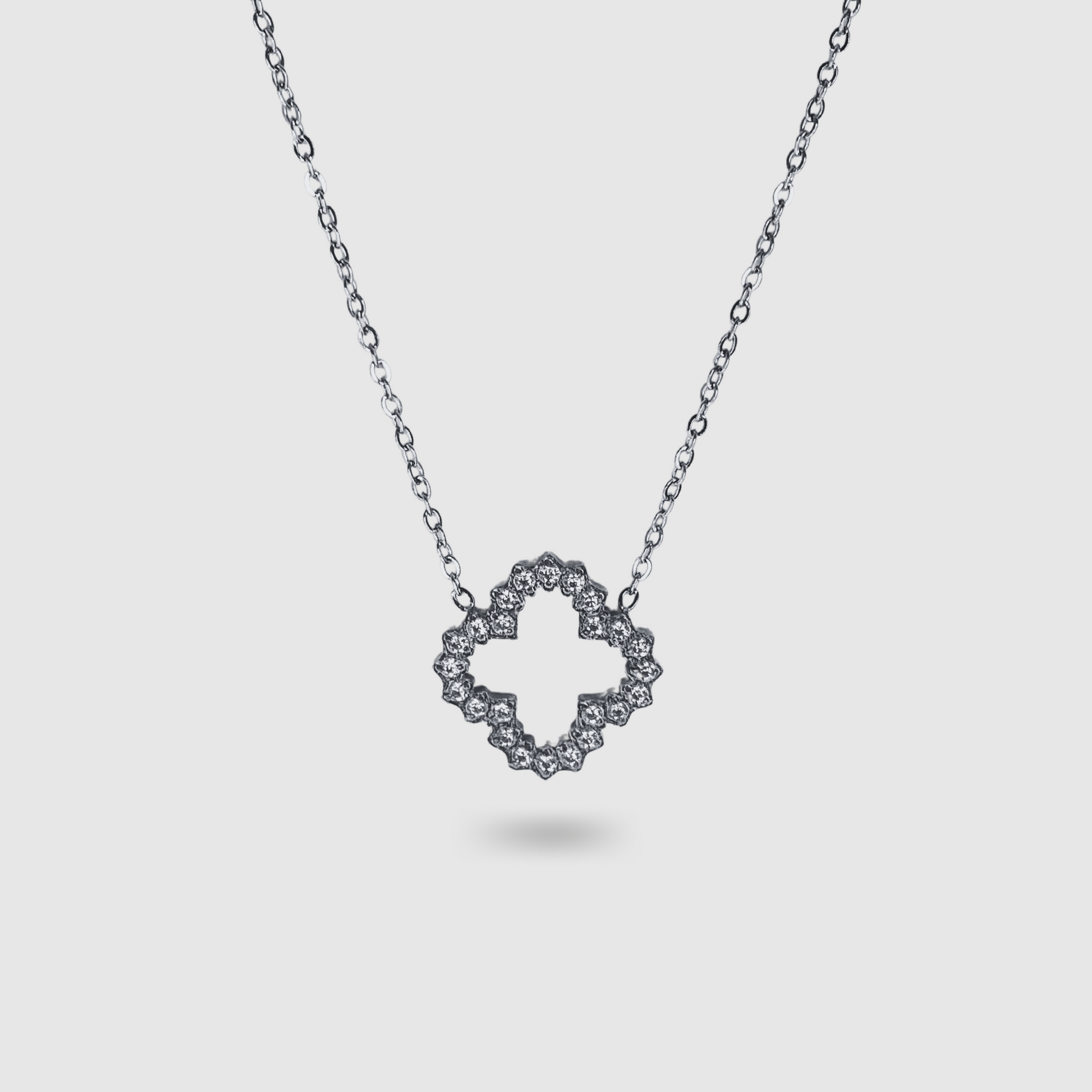 Acier inoxydable, ajustable, argent, strass, trèfle