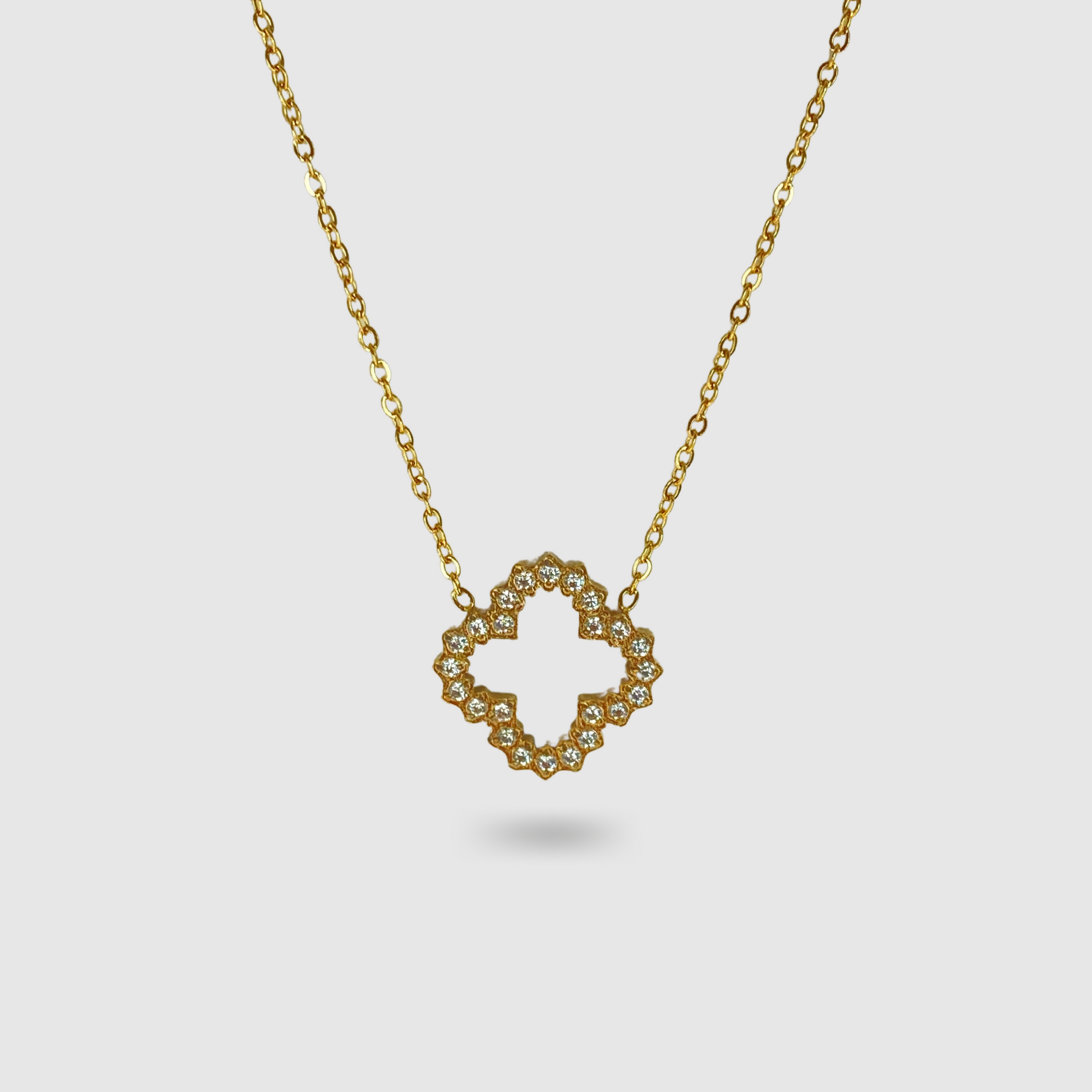 Acier inoxydable, ajustable or, strass, trèfle