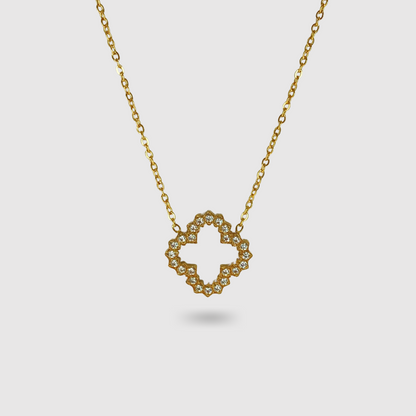 Acier inoxydable, ajustable or, strass, trèfle