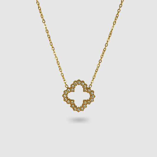Acier inoxydable, ajustable or, strass, trèfle