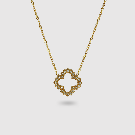 Acier inoxydable, ajustable or, strass, trèfle